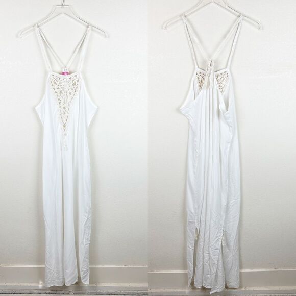 Anna Kosturova White Maxi Crochet White Dress Swim Cover Up Large - Picture 1 of 6